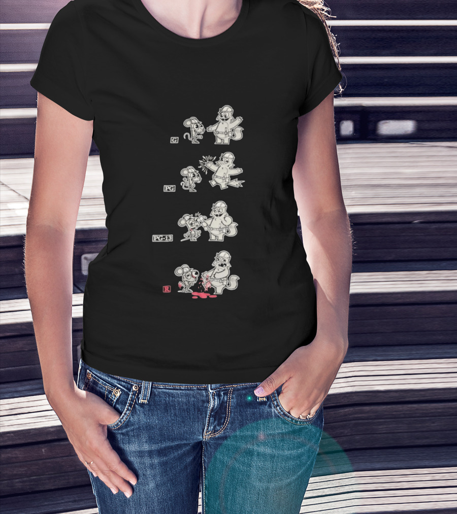 G To R Movie Rating Evolution Cartoon Film Characters Humor T-Shirt