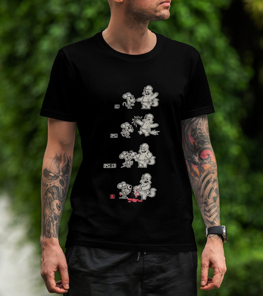 G To R Movie Rating Evolution Cartoon Film Characters Humor T-Shirt