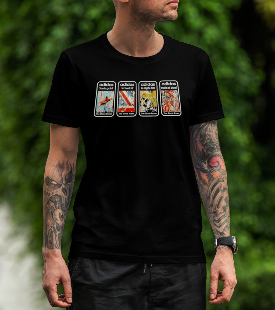 Adidas The Stone Roses Fools Gold Waterfall She Bangs The Drums Made Of Stone Collection T-Shirt