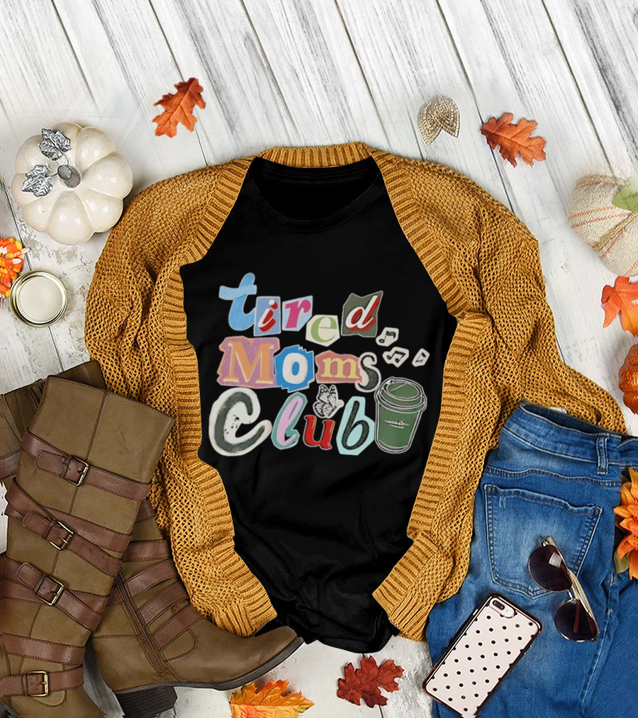 Tired Moms Club Coffee Butterfly T-Shirt
