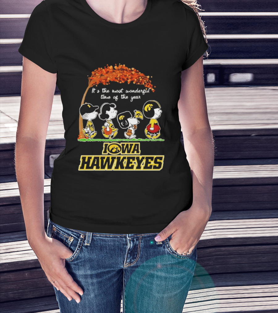 Iowa Hawkeyes Peanuts Characters It's The Most Wonderful Time Of The Year T-Shirt