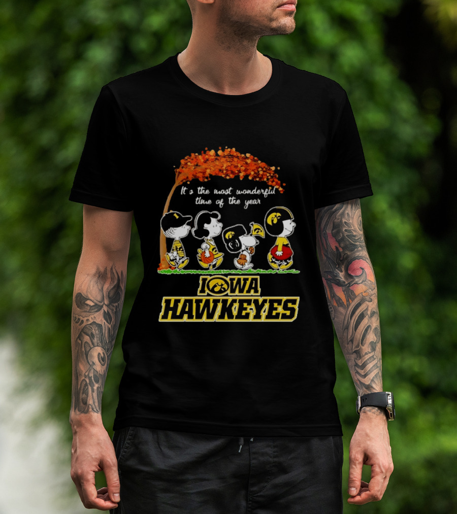 Iowa Hawkeyes Peanuts Characters It's The Most Wonderful Time Of The Year T-Shirt