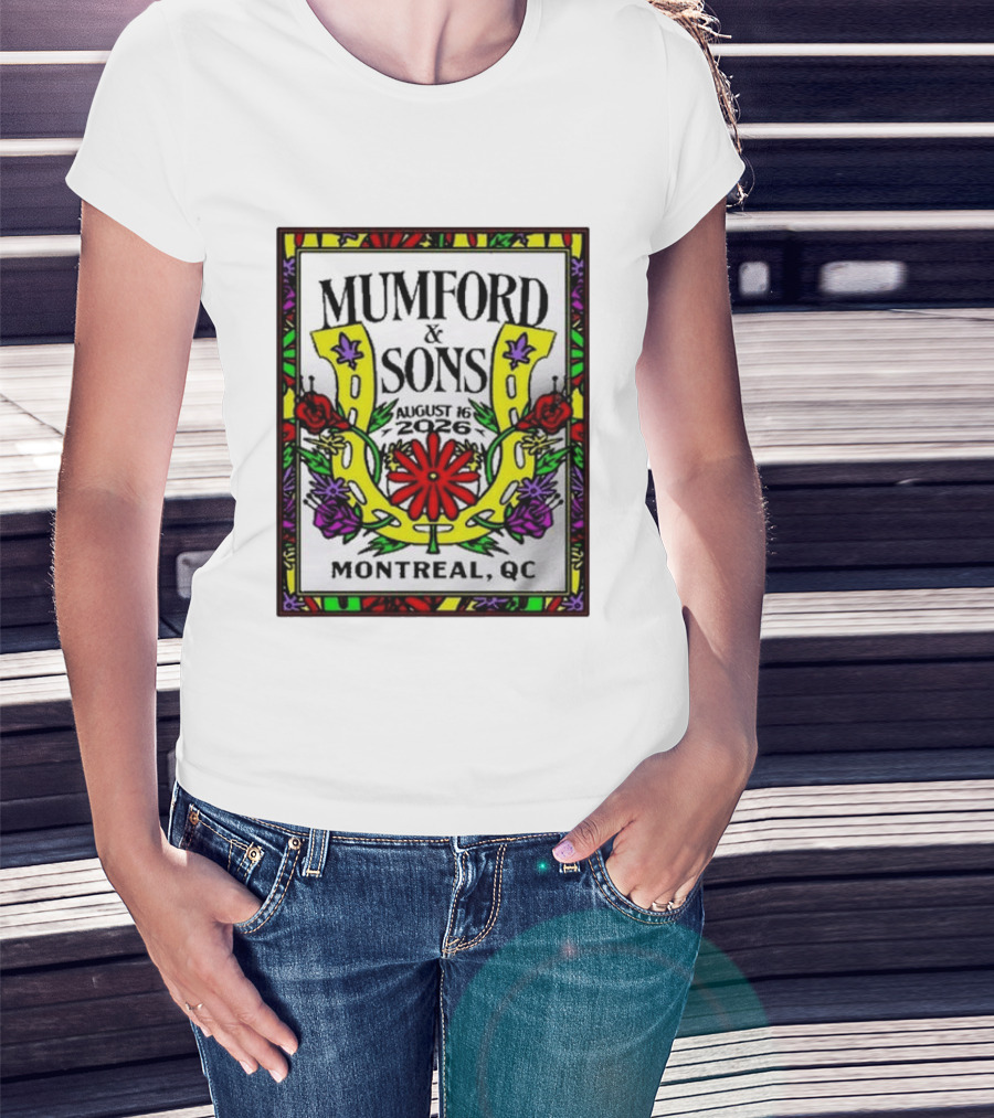 Mumford & Sons August 16 2026 Montreal QC Floral Horseshoe T-Shirt
