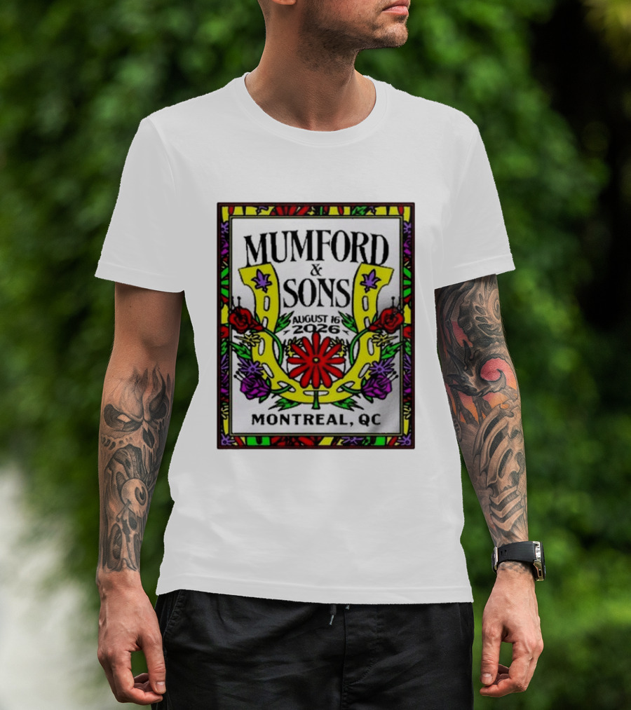 Mumford & Sons August 16 2026 Montreal QC Floral Horseshoe T-Shirt