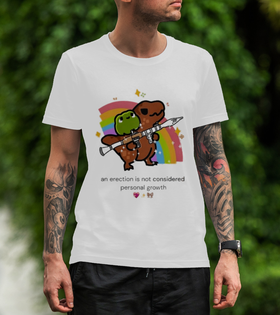 Original Rex Rocket An Erection Is Not Considered Personal Growth Rainbow Dinosaur Frog T-Shirt
