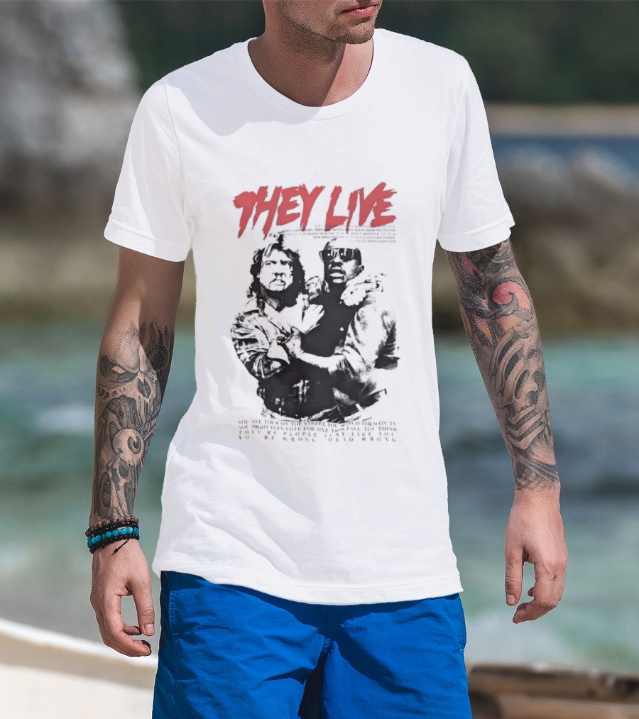 They Live John Carpenter Roddy Piper Keith David Aliens Movie T-Shirt