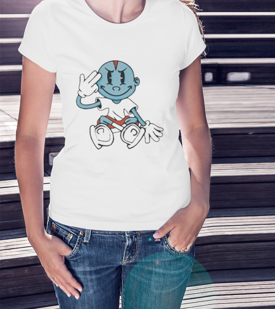 Lil Darkie Brahman Sits Blue Cartoon Figure With Red Shorts And Gloves T-Shirt