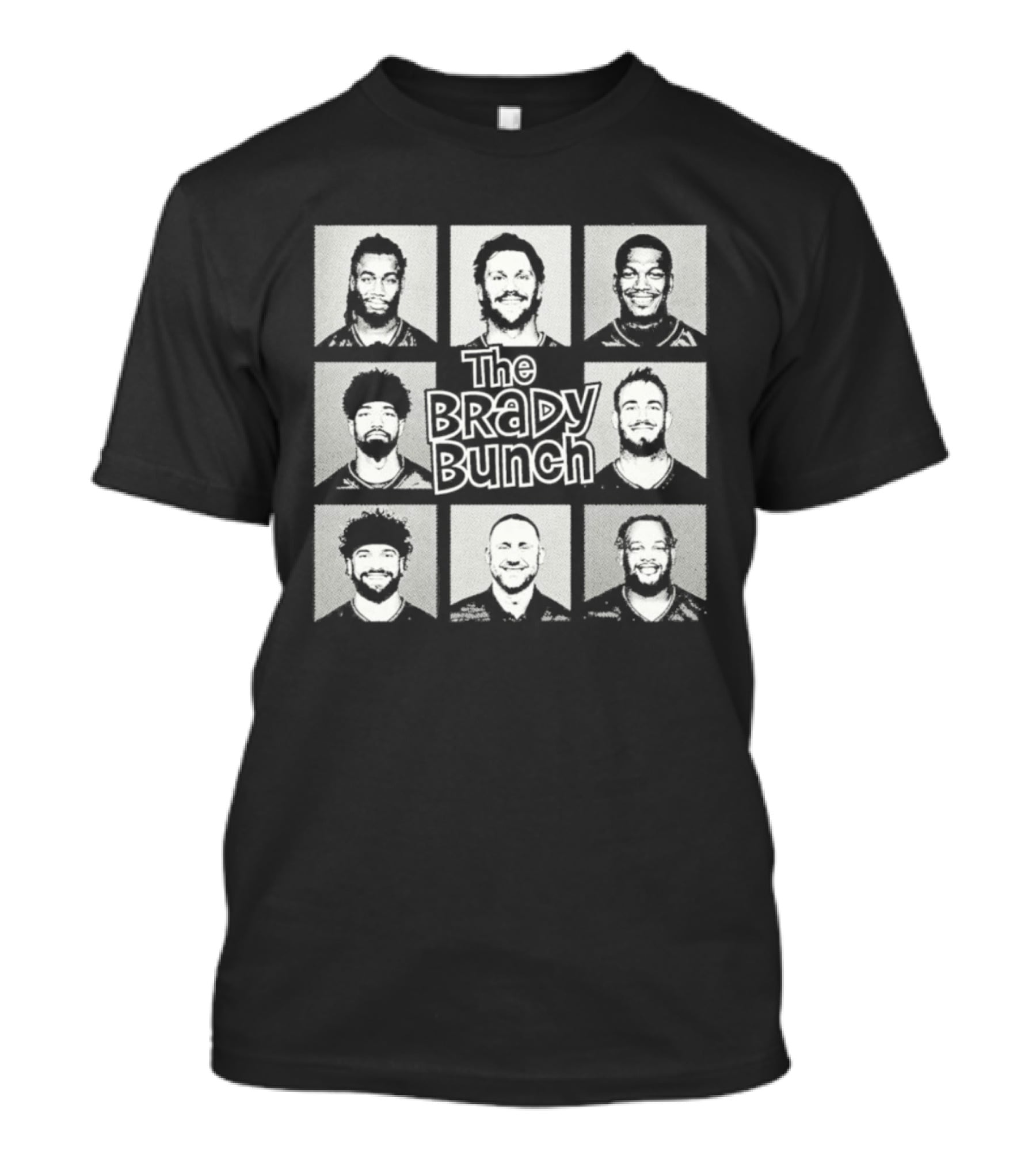 Buffalo Bills The Brady Bunch Football Players Grayscale Collage T-Shirt