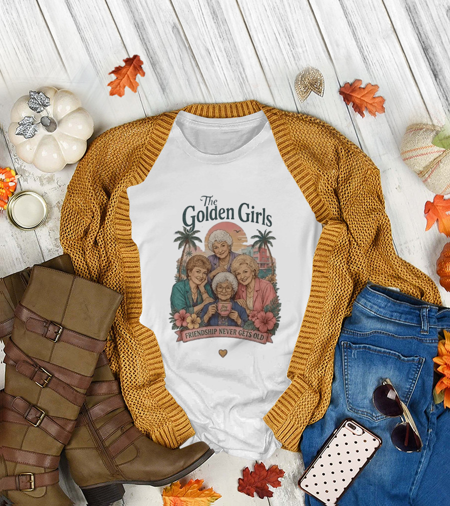 The Golden Girls Friendship Never Gets Old Thank You For Being A Friend Tropical Scene T-Shirt