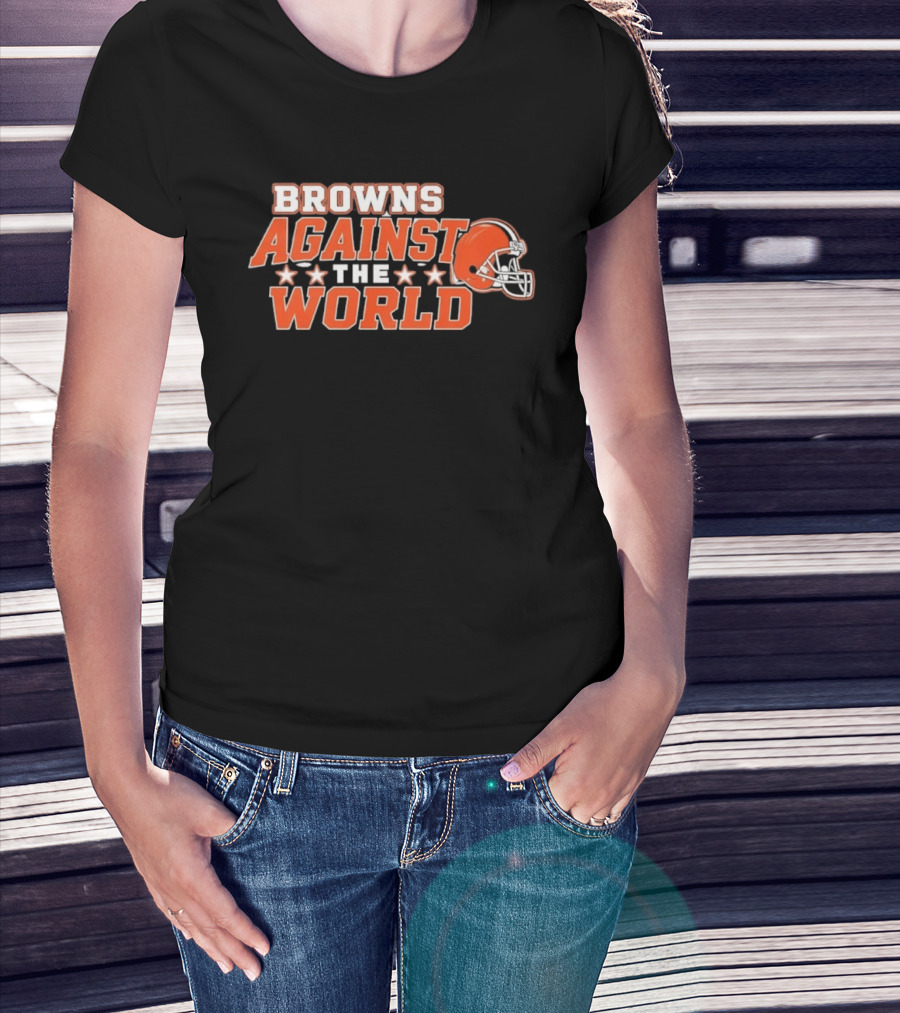 Browns Against The World Football Helmet Stars T-Shirt