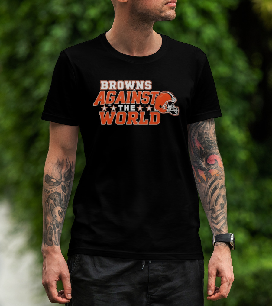 Browns Against The World Football Helmet Stars T-Shirt