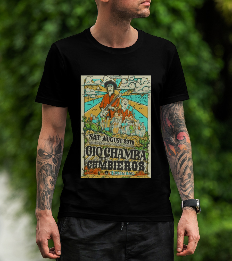 Gio Chamba The Cumbieros Live At Hidden Hall August 29th 2026 Concert T-Shirt