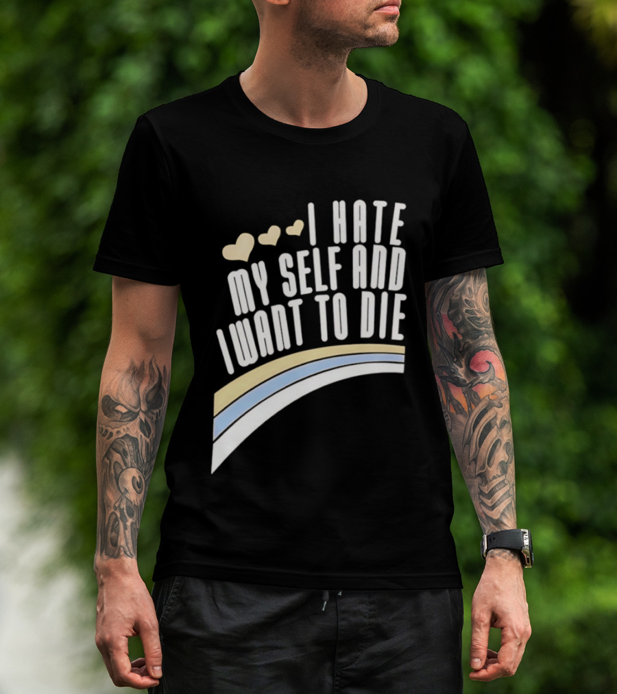 I Hate Myself And I Want To Die Nirvana Hearts Rainbow T-Shirt
