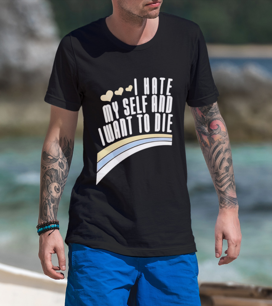 I Hate Myself And I Want To Die Nirvana Hearts Rainbow T-Shirt