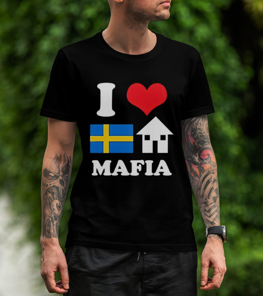 I Love Swedish Flag Heart House Mafia EDM Electronic Dance Music T-Shirt