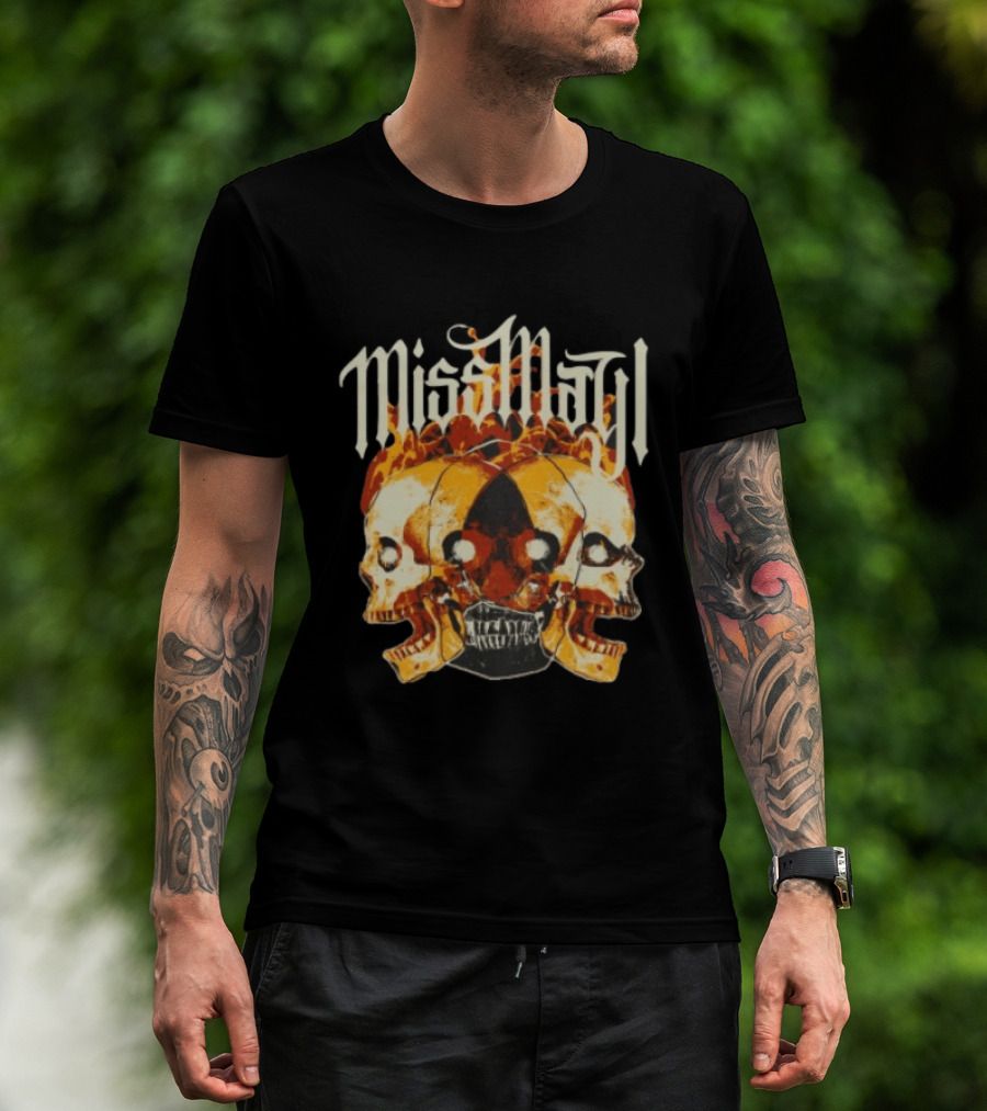 Miss May I Solid State Records Flaming Skulls Black T-Shirt