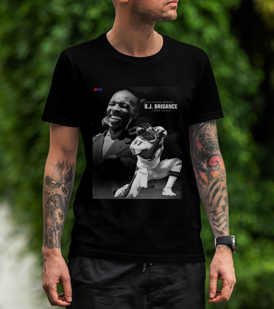 All22 O.J. Brigance In Loving Memory 1969 2026 Football Number 57 T-Shirt