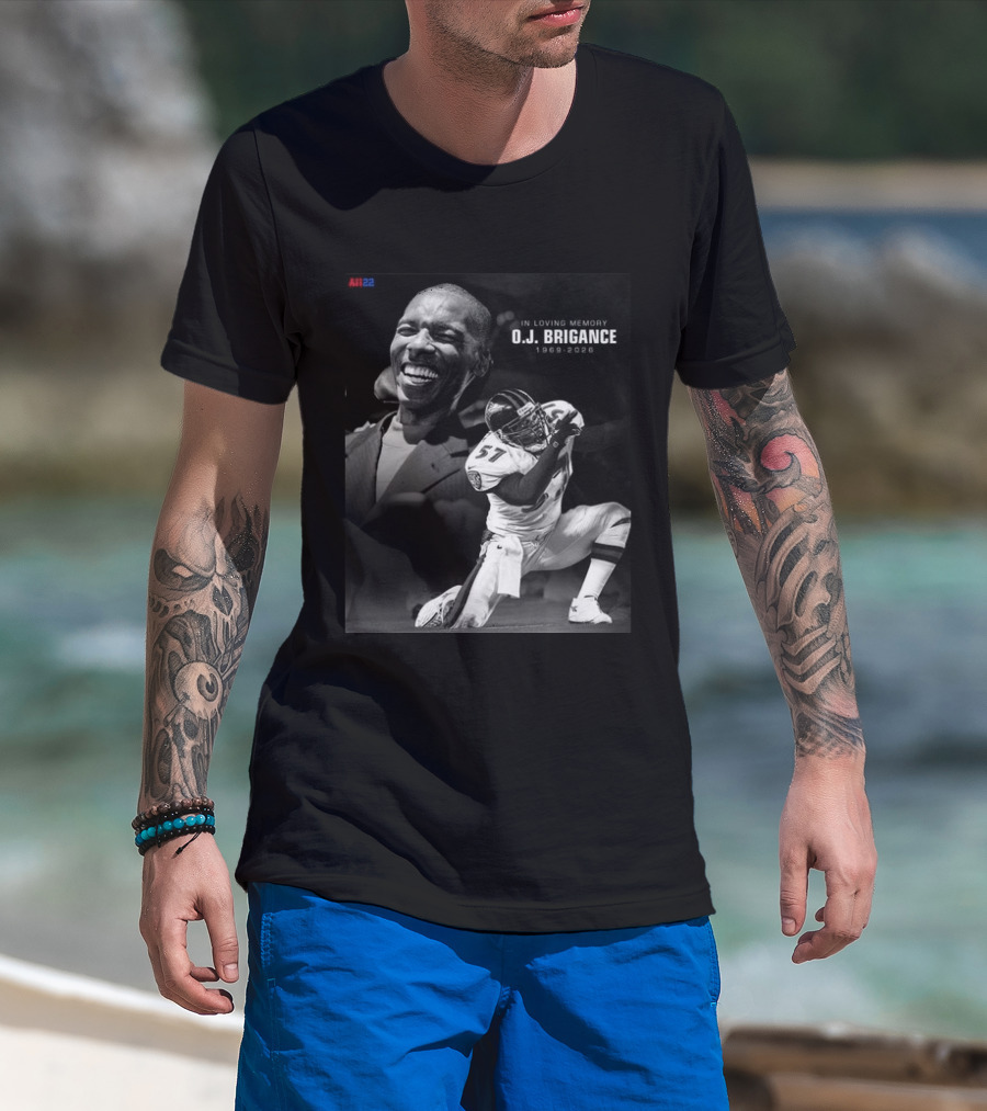 All22 O.J. Brigance In Loving Memory 1969 2026 Football Number 57 T-Shirt