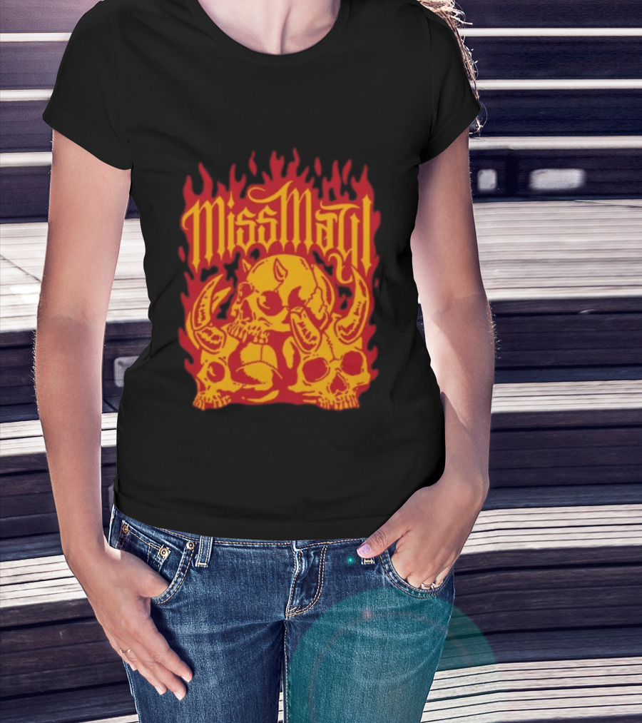 Solid State Records Miss May I Skull Flames No Place For Me Black T-Shirt