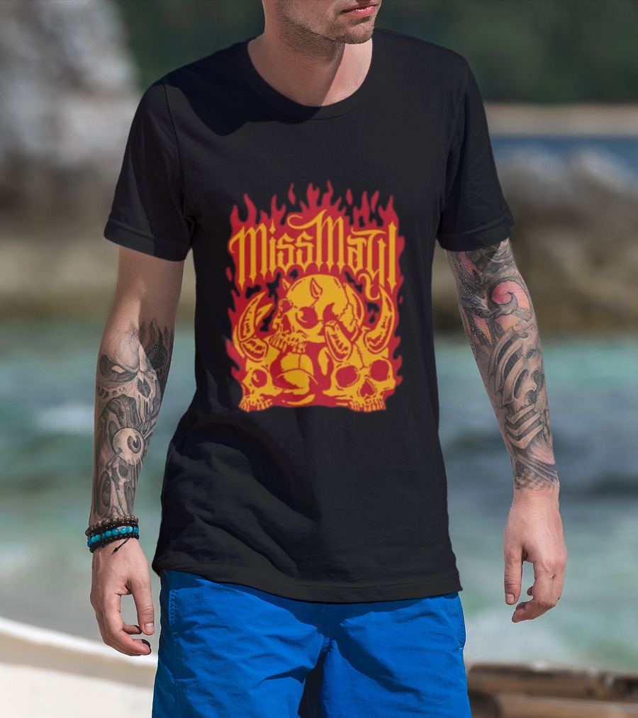 Solid State Records Miss May I Skull Flames No Place For Me Black T-Shirt