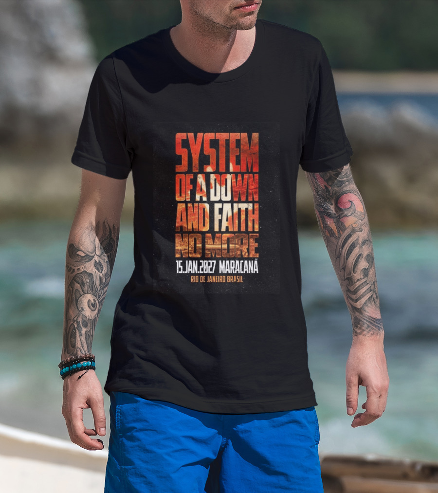 System Of A Down And Faith No More 15 Jan 2027 Maracanã Rio De Janeiro Brasil T-Shirt