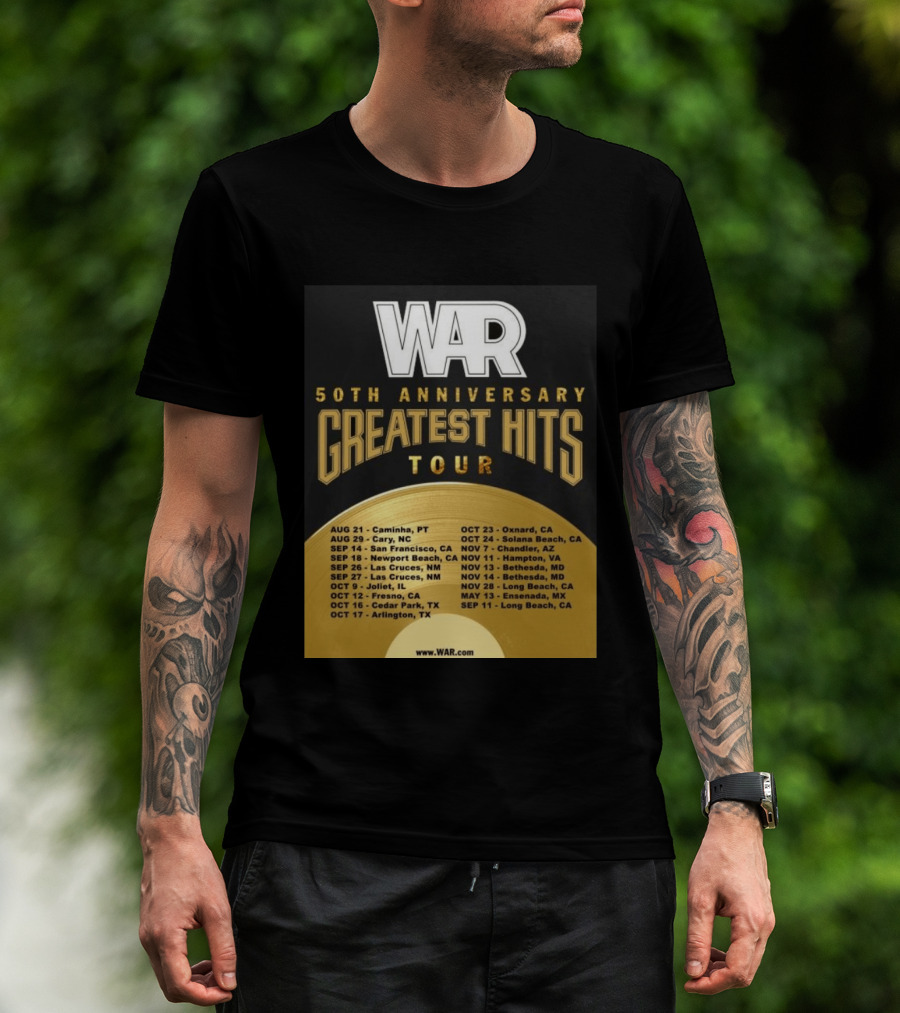 War 50th Anniversary Greatest Hits Tour Dates And Locations List T-Shirt