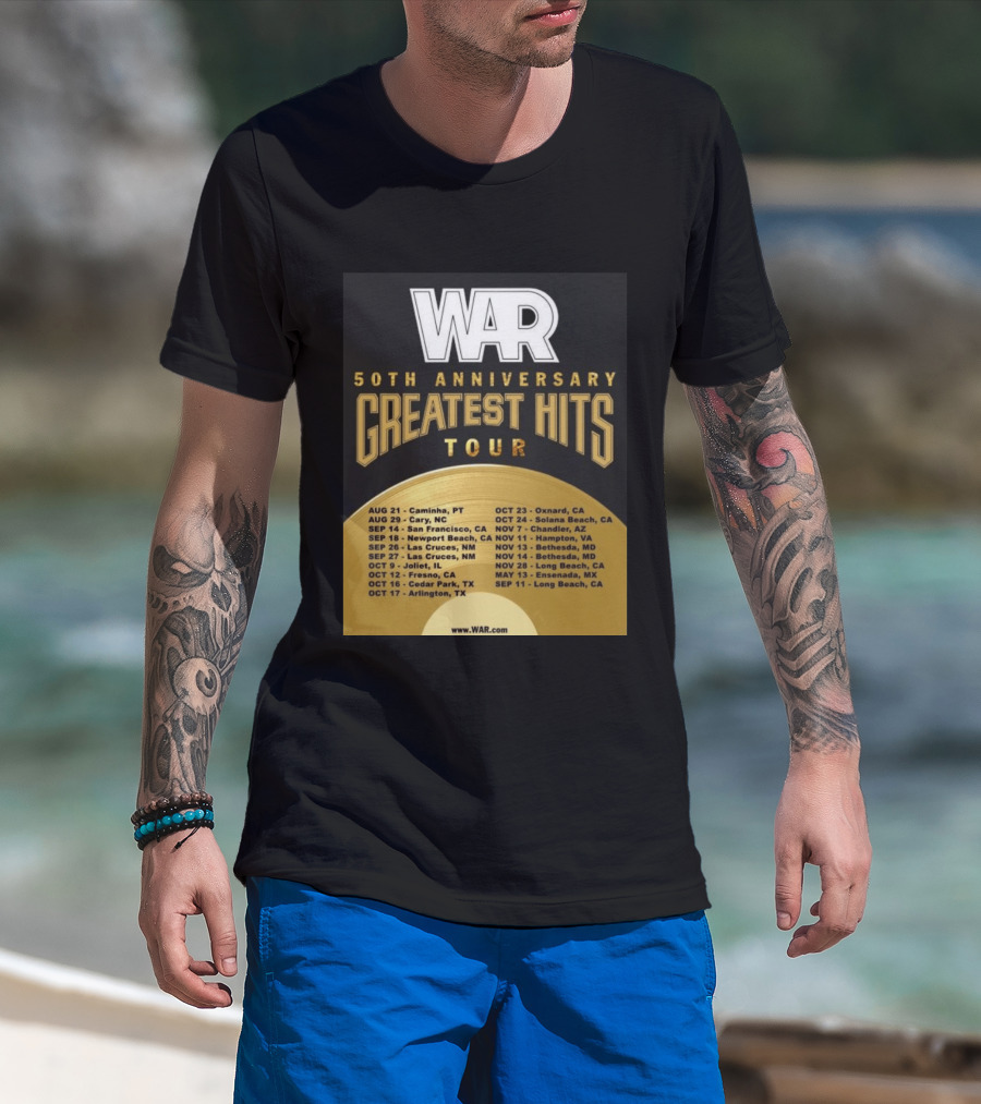 War 50th Anniversary Greatest Hits Tour Dates And Locations List T-Shirt