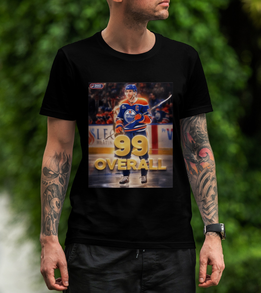 McDavid Oilers 99 Overall Daily Faceoff NHL Captain Hockey T-Shirt