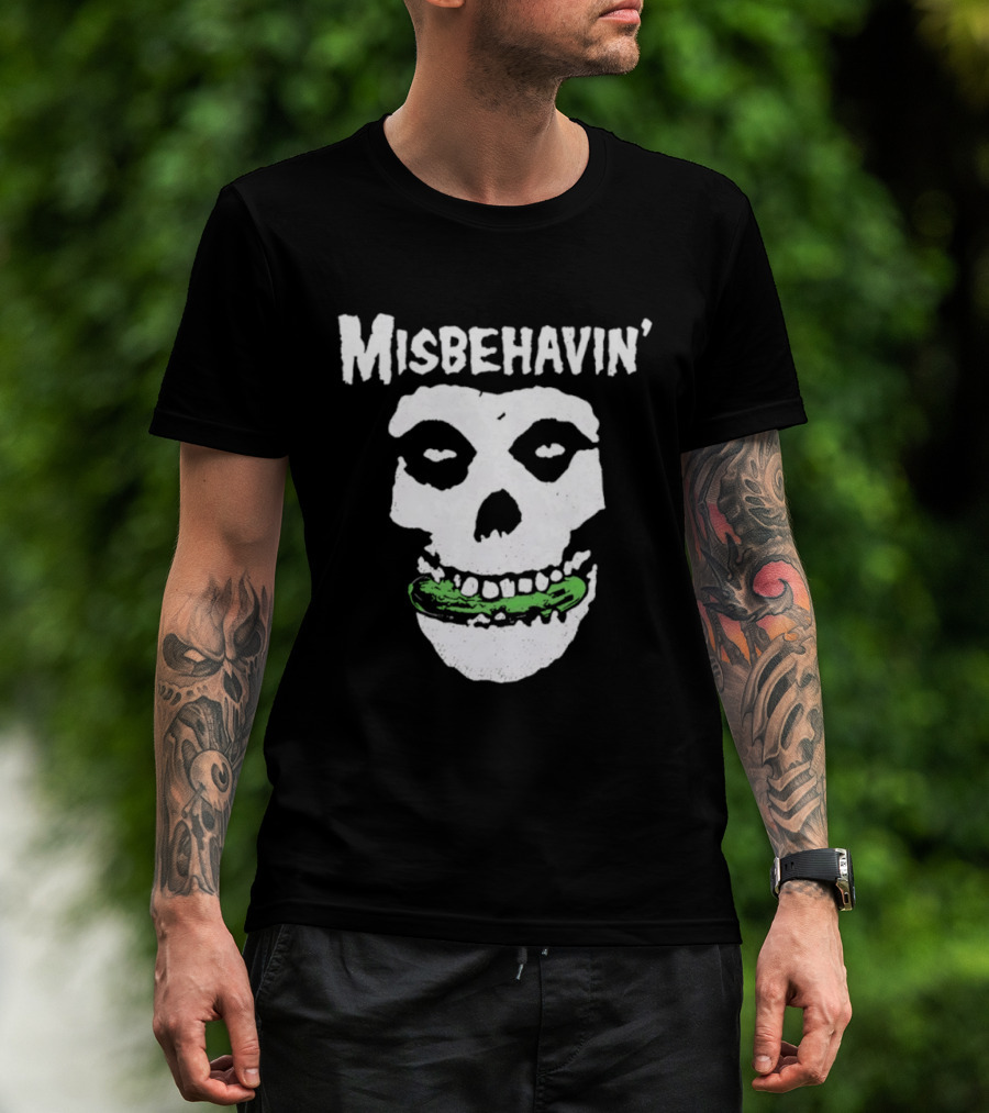 Misbehavin' Pickle Skull Misfits Punk Rock T-Shirt