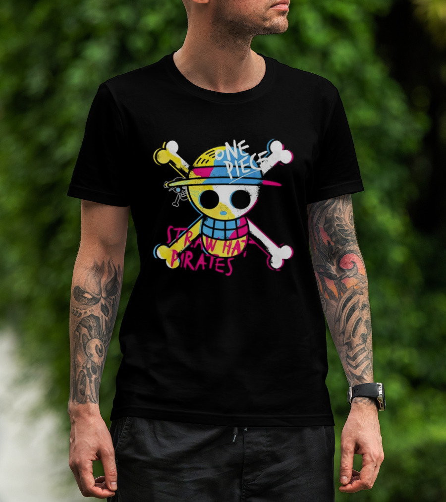 One Piece Straw Hat Pirates Skull Colorful Anime Manga T-Shirt