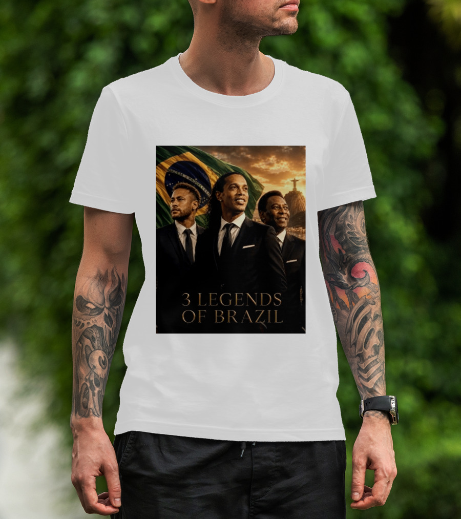 3 Legends Of Brazil Pelé Ronaldinho Neymar Brazilian Heritage T-Shirt