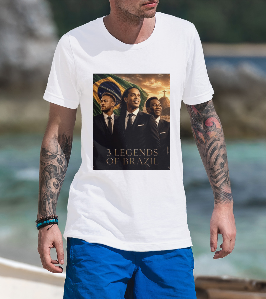 3 Legends Of Brazil Pelé Ronaldinho Neymar Brazilian Heritage T-Shirt