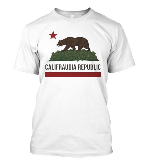 Califraudia Republic Bear Flag With Red Star T-Shirt