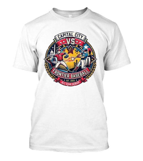Capital City Vs Frontier Baseball All Star Series 2023 Vintage Emblem With Capitol And Frontier Iconography T-Shirt