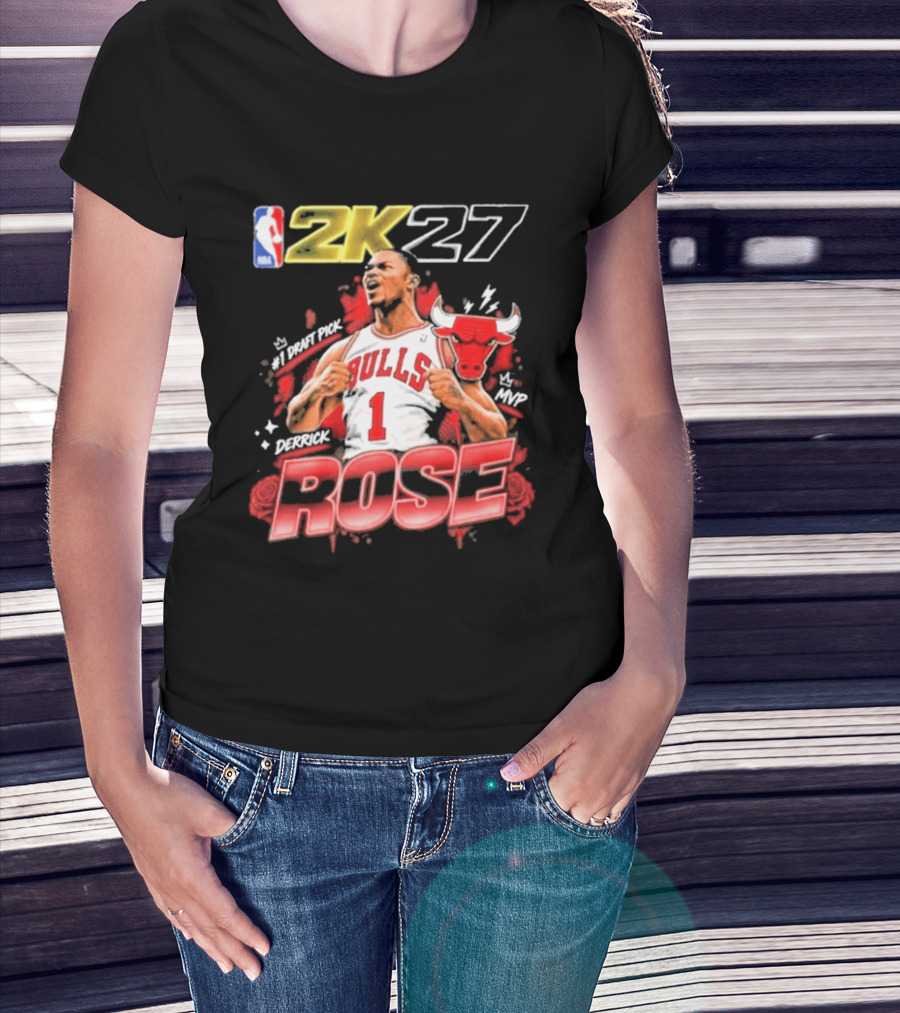 NBA 2K27 MVP Derrick Rose Bulls #1 Highlight T-Shirt