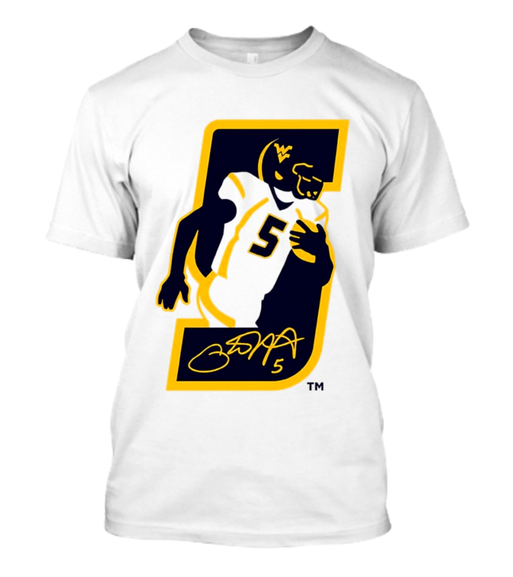 WVU Number 5 Pat White Signature Retirement T-Shirt
