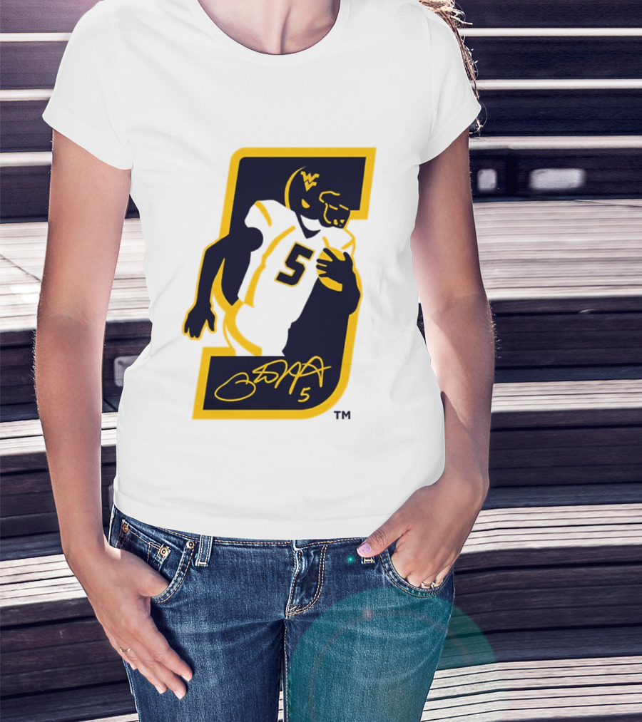 WVU Number 5 Pat White Signature Retirement T-Shirt