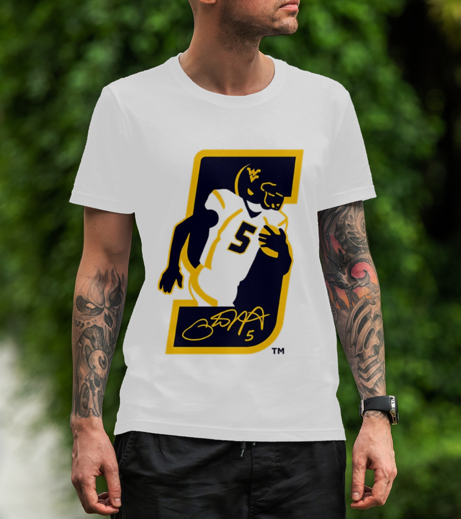 WVU Number 5 Pat White Signature Retirement T-Shirt