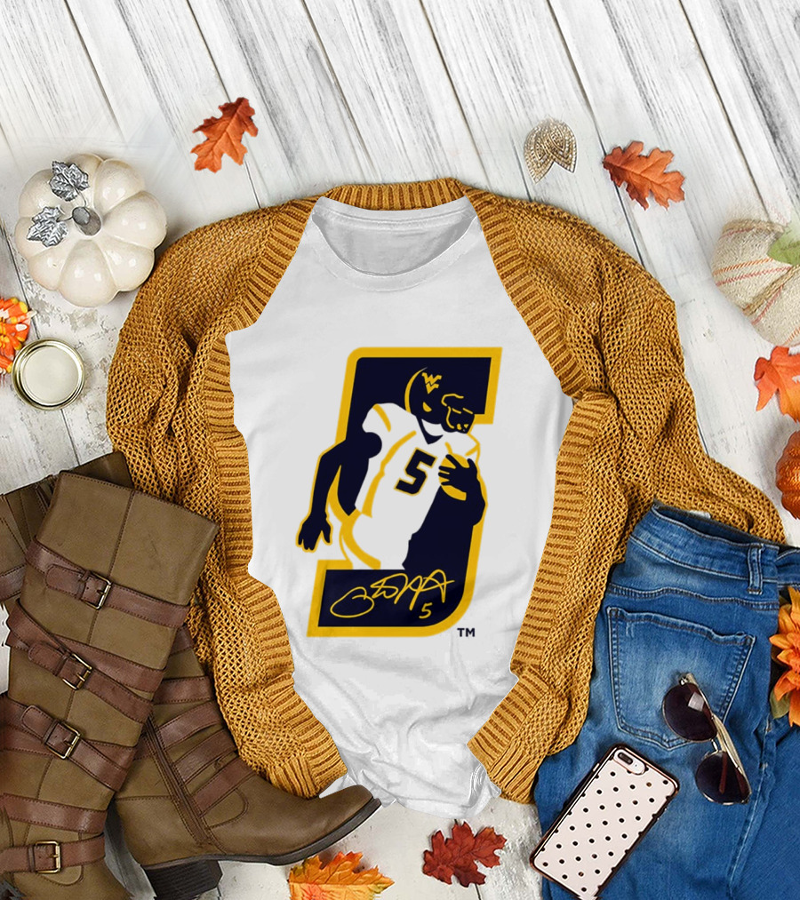 WVU Number 5 Pat White Signature Retirement T-Shirt