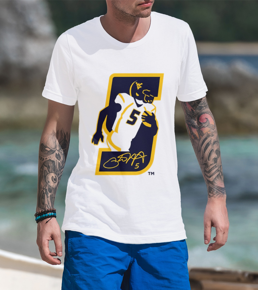 WVU Number 5 Pat White Signature Retirement T-Shirt
