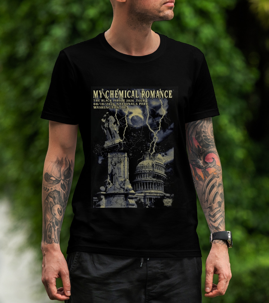 My Chemical Romance The Black Parade 2026 Tour Nationals Park Washington Dc Lightning Statues Capitol Building 08.18.2026 T-Shirt