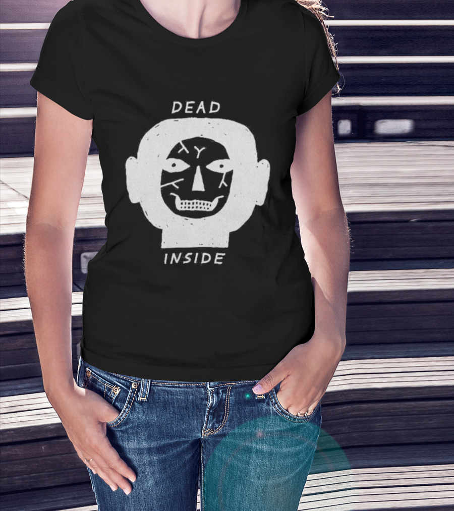 Dead Inside Skull Face Gothic Dark Minimalist T-Shirt