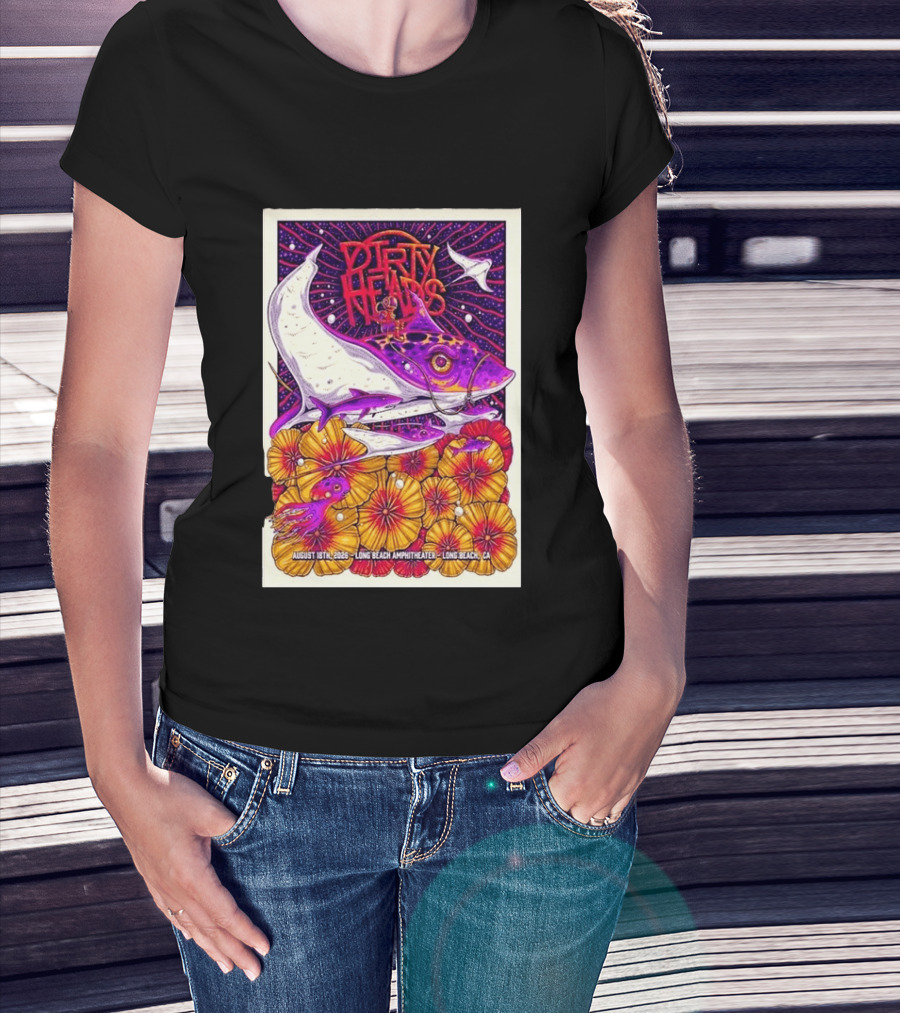 Dirty Heads Long Beach Amphitheater August 18 2026 Vibrant Stingray And Flowers T-Shirt