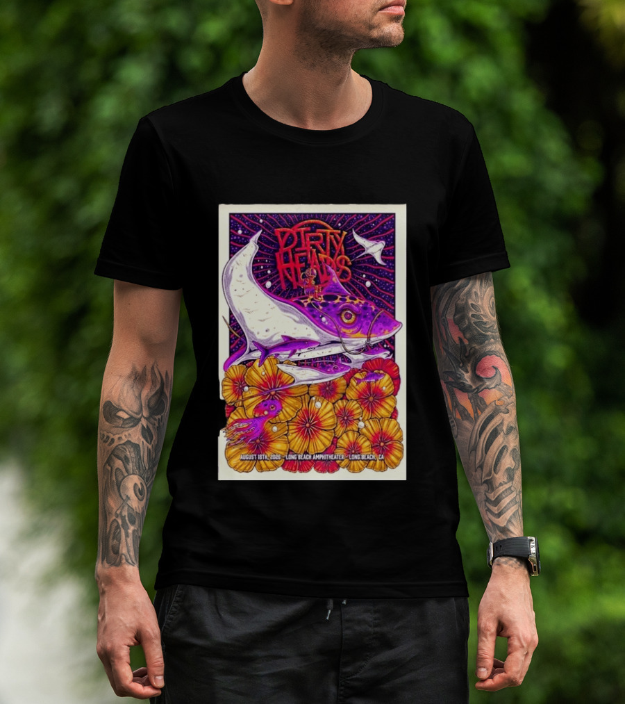 Dirty Heads Long Beach Amphitheater August 18 2026 Vibrant Stingray And Flowers T-Shirt