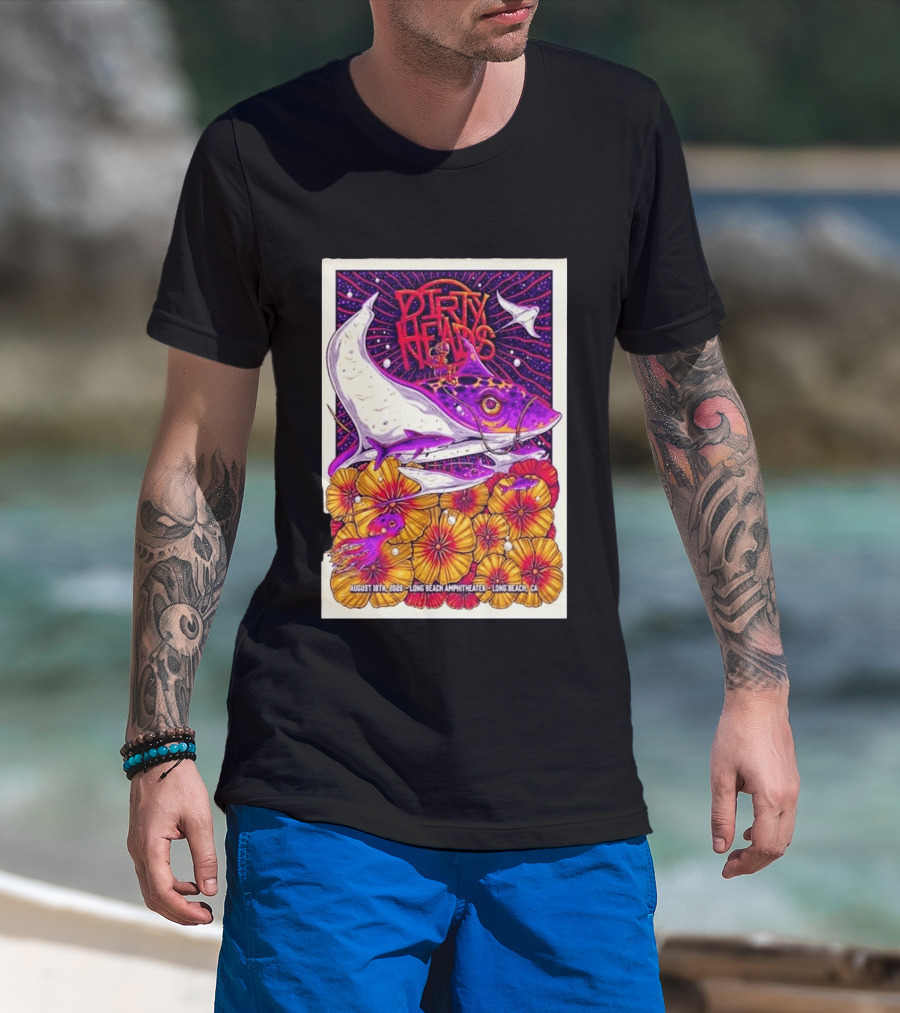 Dirty Heads Long Beach Amphitheater August 18 2026 Vibrant Stingray And Flowers T-Shirt