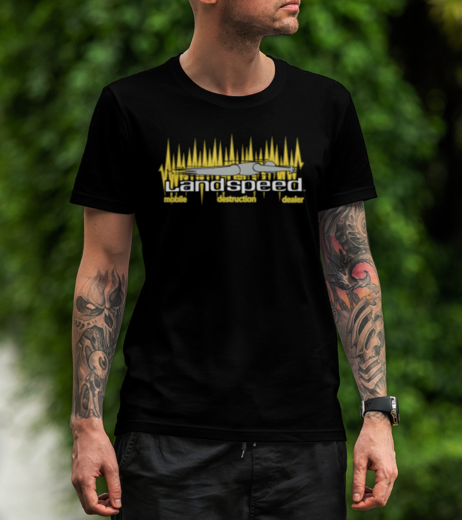 Welcome To Bootville Store Landspeed Yellow Flame Racer T-Shirt