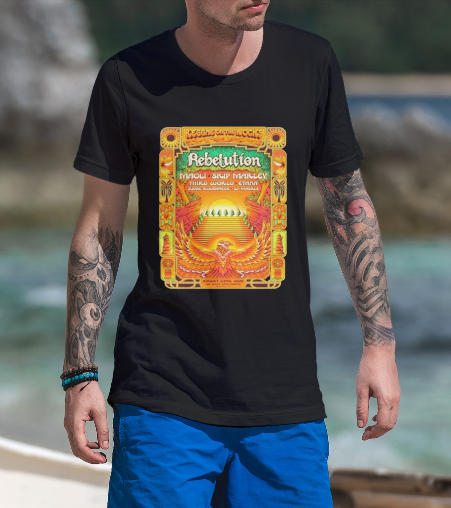 Rebelution Reggae On The Rocks 2026 Maoli Skip Marley Third World Etana August 22nd T-Shirt