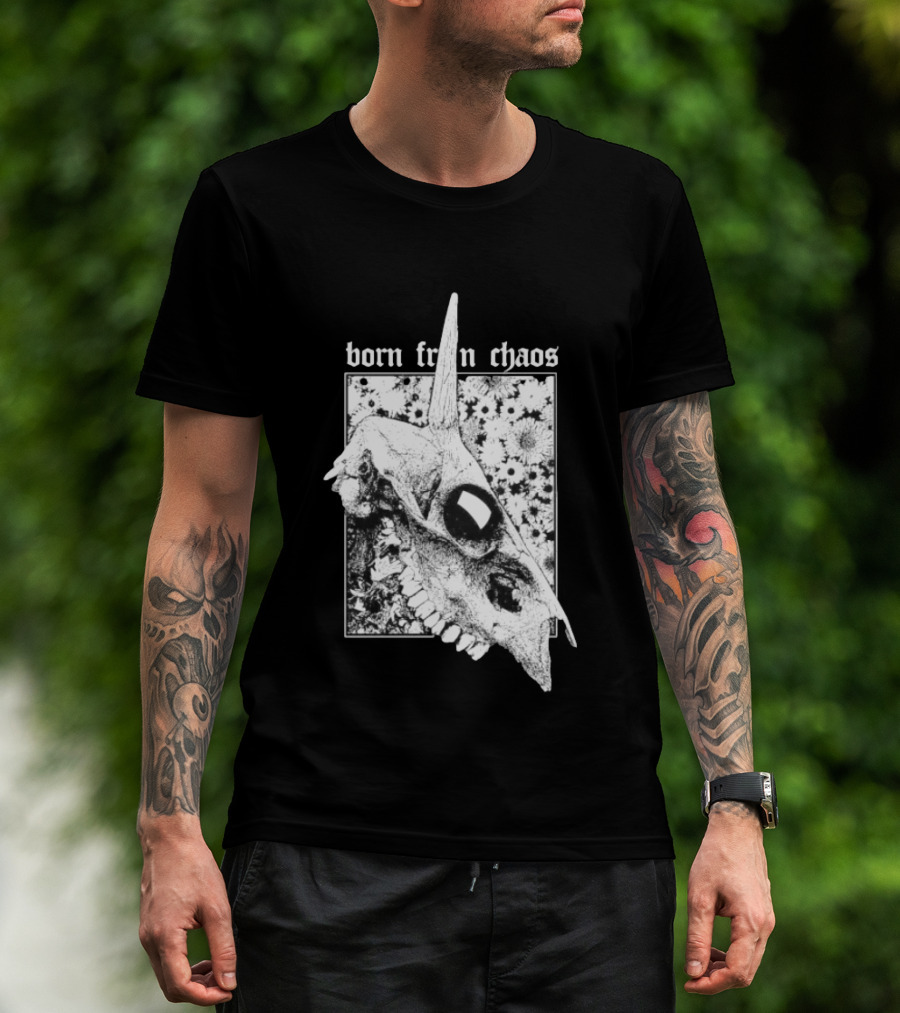 Born From Chaos Animal Skull Floral Gothic Aesthetic T-Shirt