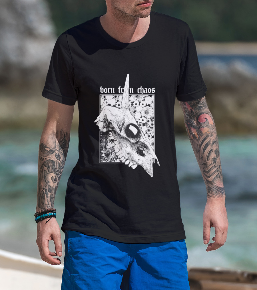 Born From Chaos Animal Skull Floral Gothic Aesthetic T-Shirt