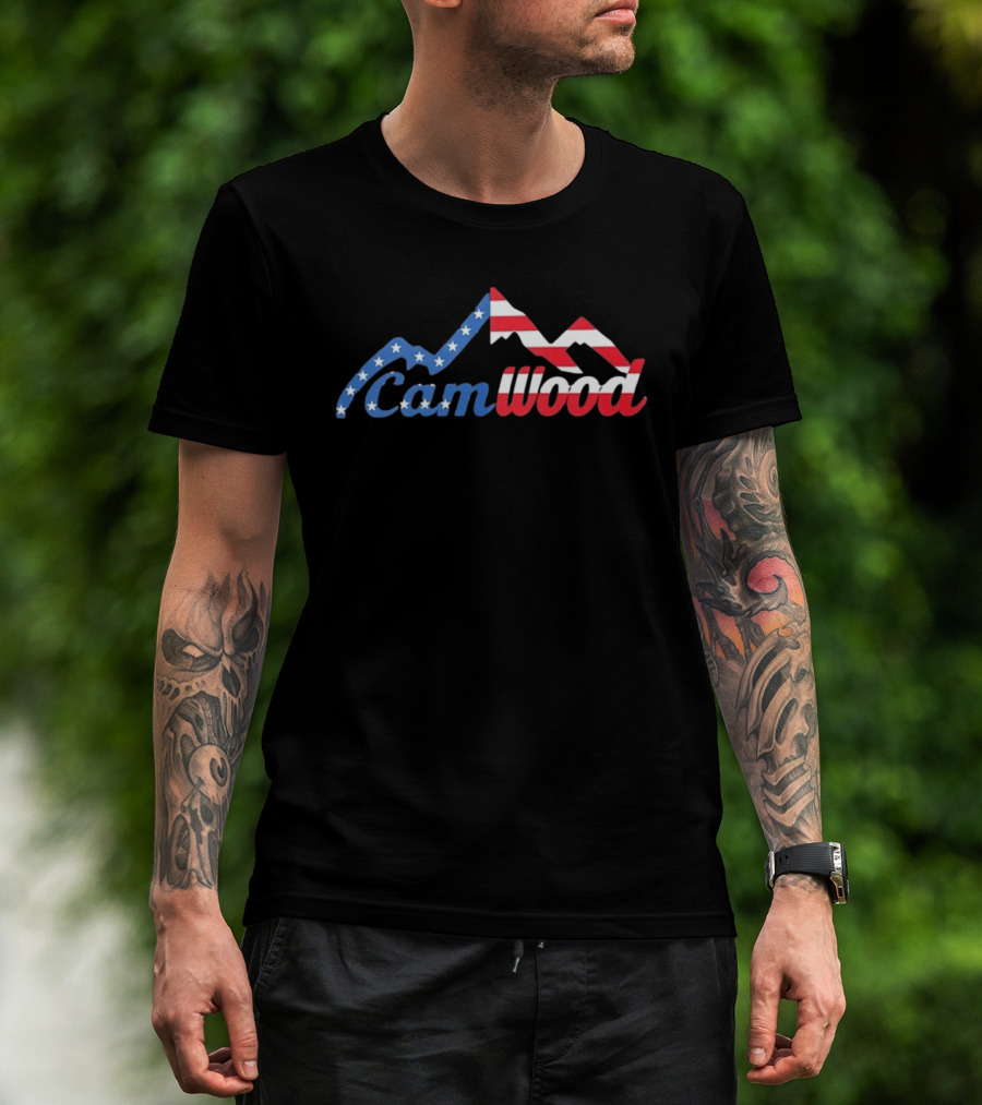 CamWood American Flag Mountain Baseball Training USA Stars And Stripes T-Shirt